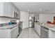 Kitchen featuring stainless steel appliances, light gray cabinets, and granite countertops, perfect for cooking and entertaining at 6769 Se 3Rd Loop, Ocala, FL 34472