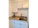 Close-up of the kitchen sink with granite countertops and white cabinetry at 1700 6Th Nw St # A36, Winter Haven, FL 33881