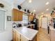 Kitchen with wood cabinets, a stainless steel sink, and a neutral countertop at 2206 Silver Lakes N Dr, Lakeland, FL 33810