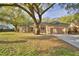 Charming single-story home with tan exterior, mature trees, and well-manicured lawn at 1 Lake Eloise Ln, Winter Haven, FL 33884