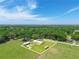 Aerial view of property featuring home, outbuildings, pool, and green space at 1310 Parker Rd, Lakeland, FL 33811