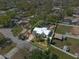 Aerial view of the property showcasing a pool, lush landscaping, and the surrounding neighborhood at 2020 Indian Trl, Lakeland, FL 33813