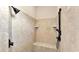 Modern tiled shower with a rainfall shower head and built in bench at 9216 Tom Moore Rd, Lakeland, FL 33810