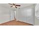 Bedroom with wood floor and closet at 615 Carey Pl, Lakeland, FL 33803