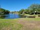 Beautiful lakefront view, backyard with lush greenery at 4025 Cheverly E Dr, Lakeland, FL 33813