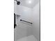 Shower stall with white tiles, a black shower head, and a grab bar at 4410 Rushing Rd, Lakeland, FL 33810