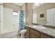 Bright bathroom with a tub/shower combination and granite countertops at 4929 Tennessee Lake Dr, Auburndale, FL 33823