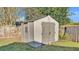 Backyard storage shed, perfect for keeping your lawn and garden equipment organized and out of the elements at 5207 St Lucia Dr, Lakeland, FL 33812