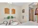 Bathroom featuring a single sink vanity with granite counter and shower at 6211 Crane Dr, Lakeland, FL 33809