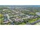 Wide aerial shot showing tree-lined streets and houses surrounding a peaceful body of water at 6515 Eagle View Loop, Lakeland, FL 33813