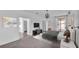 Spacious bedroom featuring modern décor, soft lighting and a view of the outdoor pool at 3919 Vista Trace Way, Lakeland, FL 33810