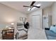 This versatile space functions as a bedroom and office, complete with a ceiling fan and ample storage at 6059 Condor Dr, Lakeland, FL 33809