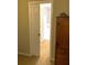 Hallway between bedroom and bathroom features carpeted floors and a sliding door at 10812 Versailles Blvd. Blvd, Clermont, FL 34711