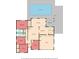 Detailed floor plan showing layout of bedrooms, bathrooms, living room, kitchen, and outdoor swimming pool at 221 Stevenson Rd, Winter Haven, FL 33884
