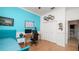 Bedroom featuring a desk, a closet, and a ceiling fan at 2569 Colonel Ford Dr, Lakeland, FL 33813