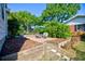Backyard patio with outdoor seating, landscaping, and mature shade trees at 2816 Fairmount Ave, Lakeland, FL 33803