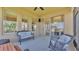 Cozy screened patio with wicker furniture, providing a relaxing outdoor living space at 4232 Prima Lago Dr, Lakeland, FL 33810