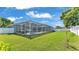 Lush backyard with a screened-in pool area, ideal for outdoor living and relaxation at 5638 Bloomfield Blvd, Lakeland, FL 33810