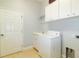 This laundry room features a utility sink and a front loading washer at 5789 Lake Victoria Dr, Lakeland, FL 33813