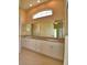 Bathroom featuring double sinks, arched window, and ample counter space for daily routines at 4069 Byrds Crossing Dr, Lakeland, FL 33812