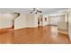 Spacious living room featuring hardwood floors and a staircase at 517 Sandstone St, Lakeland, FL 33809