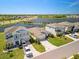 Aerial view of modern homes in a lakeside community with lush green lawns and scenic water views at 5543 Arlington River Dr, Lakeland, FL 33811