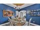 Dining room showcasing table setting, chandelier, and blue walls at 1342 Heritage Landings Dr, Lakeland, FL 33805