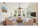 Comfortable living room with a fireplace, plush seating, and tasteful decor at 715 Hanover Ct, Lakeland, FL 33813