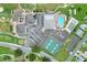 Aerial view showcases community amenities including golf, pool, pickleball, clubhouse and parking at 1010 Penguin Pl, Lakeland, FL 33809