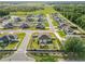 Aerial view of a residential area with single-Gathering homes, green lawns, fenced yards, and neighborhood streets at 3425 Sutton Ridge St, Lakeland, FL 33810
