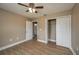 Bedroom featuring wood floors and closet at 4189 Radford Rd, Bartow, FL 33830