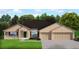 Beautiful home featuring a manicured lawn, a front porch, and a three car garage for curb appeal at 4318 Juliana Lake Dr, Auburndale, FL 33823