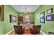 Stylish office with green walls, wood floors, and a cozy seating area by the window at 6372 English Creek Dr, Lakeland, FL 33811