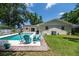 Tranquil backyard pool with lush landscaping and comfortable seating area at 1503 Clairdale Ln, Lakeland, FL 33801