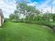 Expansive backyard featuring lush lawn and a hedge at 3300 Hawks Ridge Dr, Lakeland, FL 33810