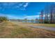 Picturesque view of the community pond with a walking path, showcasing peaceful water views and scenic landscaping at 1506 Longbow Dr, Lakeland, FL 33810