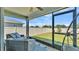 Relaxing screened patio with comfortable seating and a view of the backyard at 613 Sarner Pass Way, Winter Haven, FL 33881