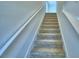 Carpeted staircase with white railing leads to upper level of the home at 752 Reggie Rd, Winter Haven, FL 33884