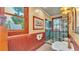 Bathroom with decorative ceiling and stained glass at 822 W Patterson St, Lakeland, FL 33803
