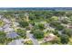 An aerial shot of a suburban neighborhood with tree-lined streets and a picturesque pond at 1104 Kells Ct, Lakeland, FL 33813