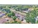 Aerial view of a property with a screened-in patio, RV parking, surrounded by trees and houses at 1433 Ellison Ln, Lakeland, FL 33801