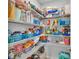 Organized walk-in pantry with wire shelving provides ample storage space for food and kitchen essentials at 2611 San Marco Way, Winter Haven, FL 33884