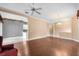View of dining room showing the chandelier, tile flooring and archway to another room at 2820 Prestwick Dr, Lakeland, FL 33803