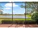 A relaxing view of the serene lake and lush landscaping, framed by a screened enclosure at 2820 Prestwick Dr, Lakeland, FL 33803