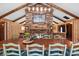 Elegant dining room showcasing a rustic table, exposed beams, and a brick fireplace, creating a warm and inviting atmosphere at 3805 Gaines Dr, Winter Haven, FL 33884