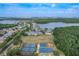 Aerial view of the community amenities including the tennis and basketball courts at 3852 Serenade Ln, Lakeland, FL 33811
