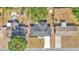 Aerial view of a fully renovated home with a dark roof and an extra long driveway at 4028 S Wellington Dr, Lakeland, FL 33813