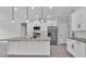 Modern kitchen showcasing an island, stainless steel appliances, white cabinetry, and stylish finishes at 5512 Odom Rd, Lakeland, FL 33809
