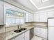 A close up of the kitchen sink, granite countertops, and appliances at 649 Ave J Nw, Winter Haven, FL 33881