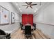 Finished basement with poker table, ceiling fan and red accent curtains at 8929 Sugar Palm Rd, Kissimmee, FL 34747